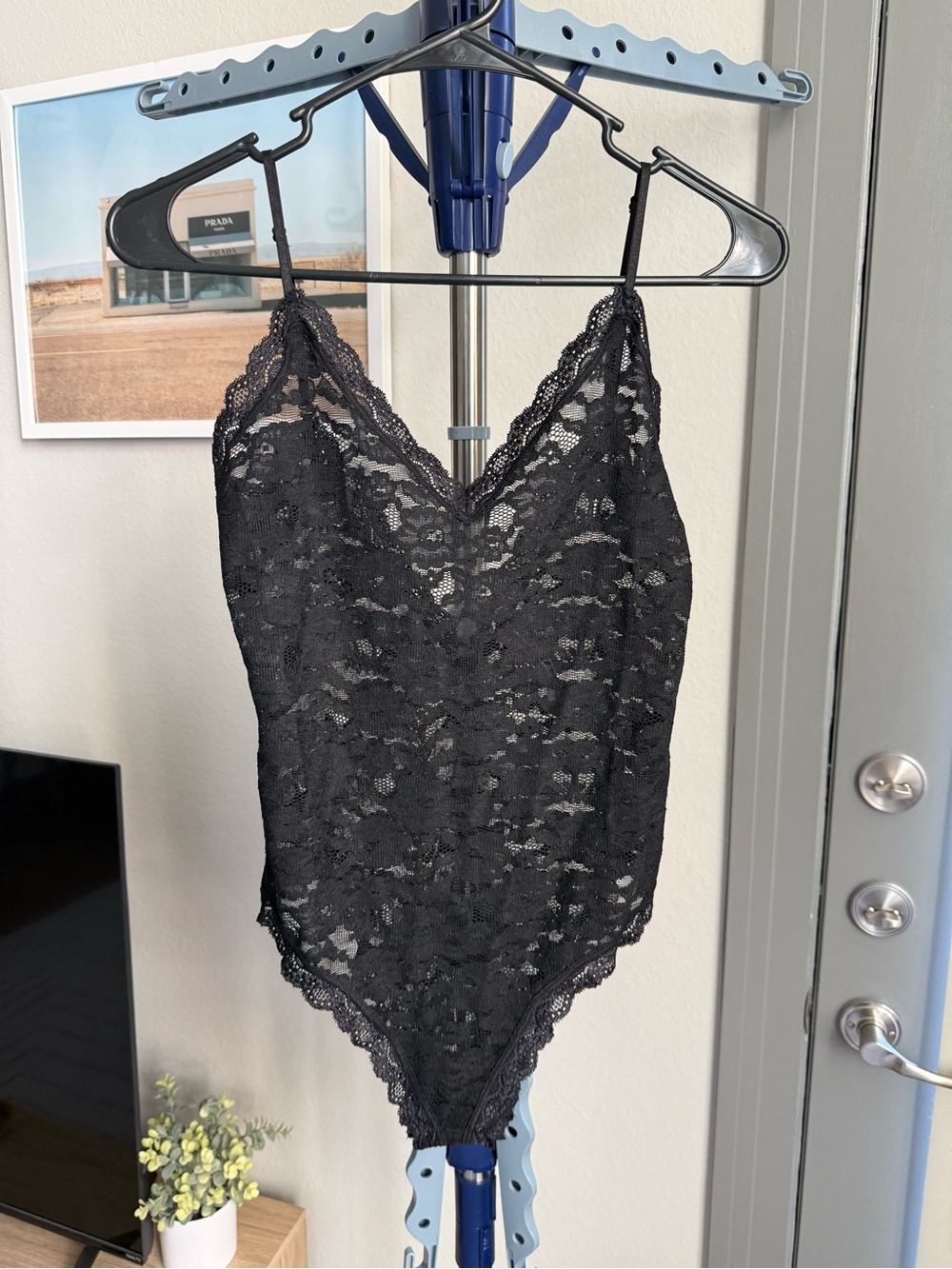 Anthropologie Sabrina V-Neck Lace Bodysuit Black